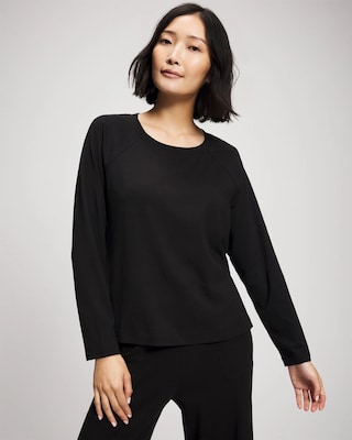 MGA Autumn Long Sleeve T-shirt 2022 黒 Most Loved Cotton Long Sleeve Pajama Tee | Soma